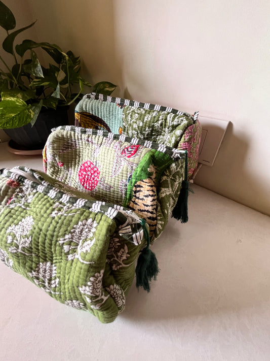 Printed make up and travel kits and pouches set of three