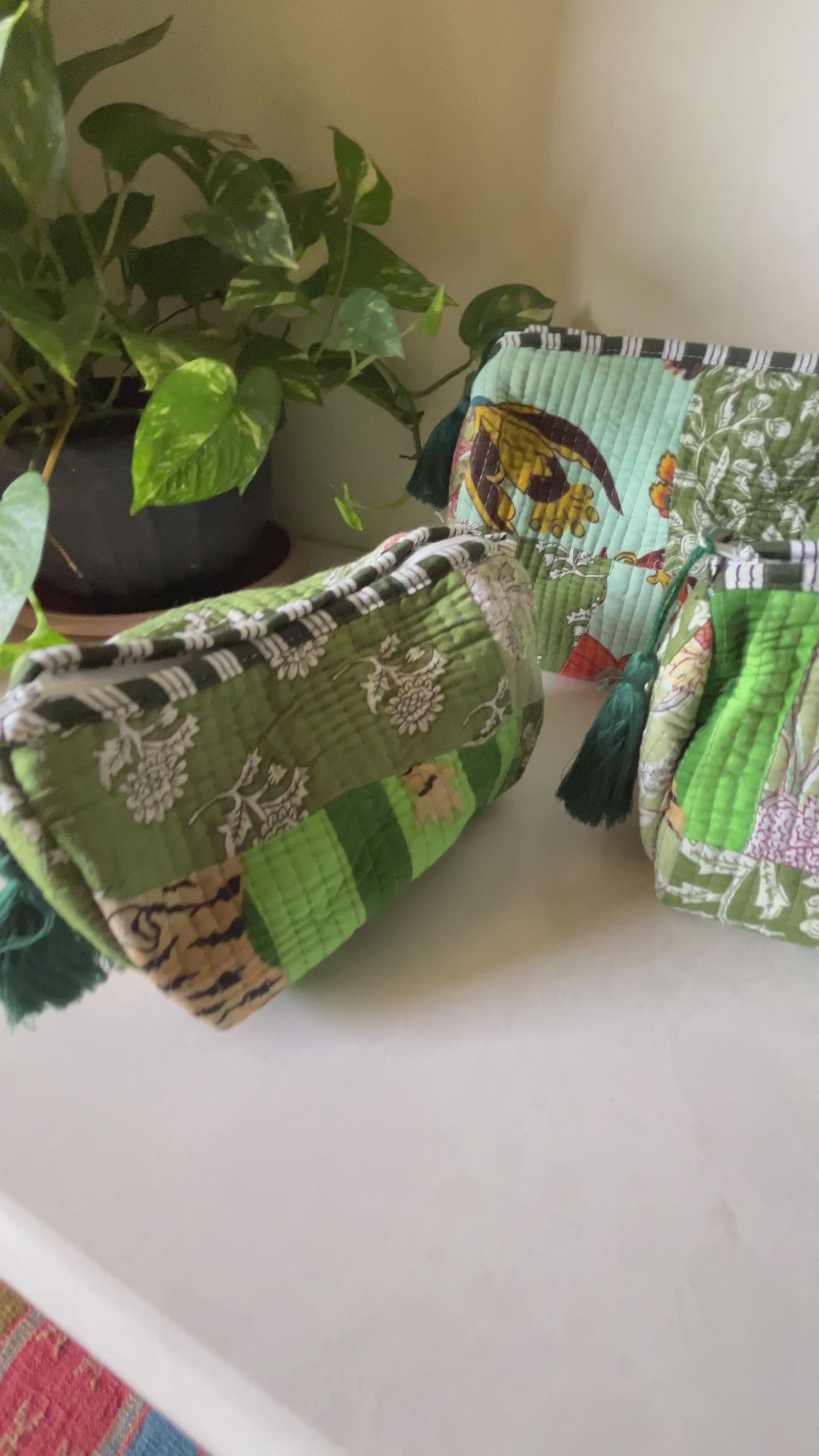 Printed make up and travel kits and pouches set of three