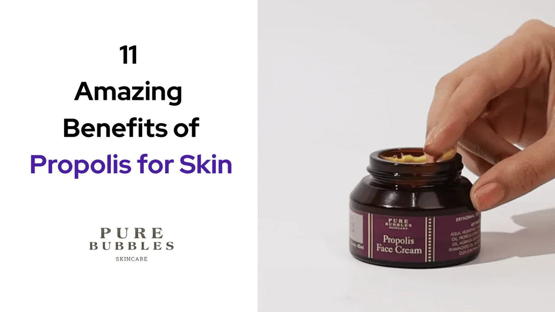 Hand scooping Propolis Face Cream from jar, highlighting skincare benefits for sensitive and aging skin