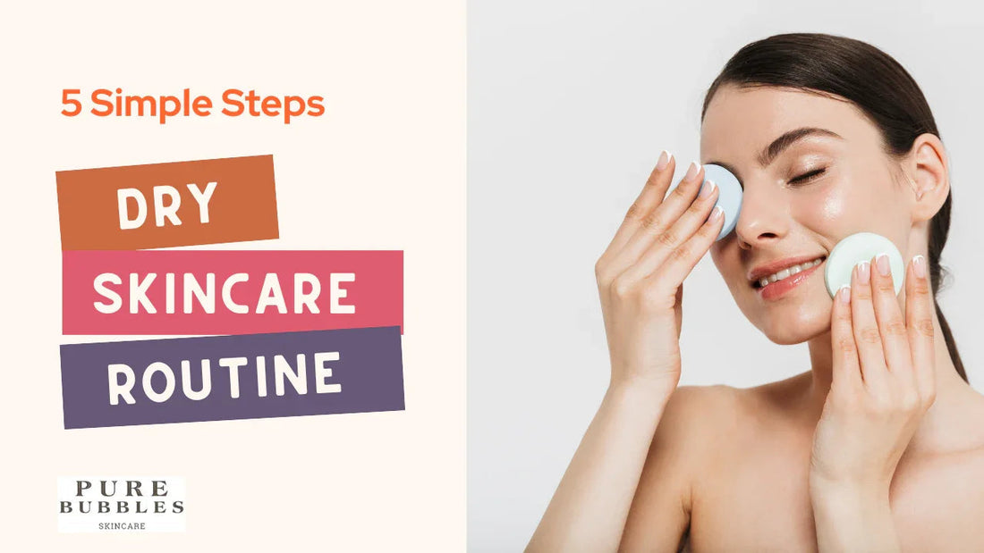 Woman applying skincare with cotton pads for dry skin routine