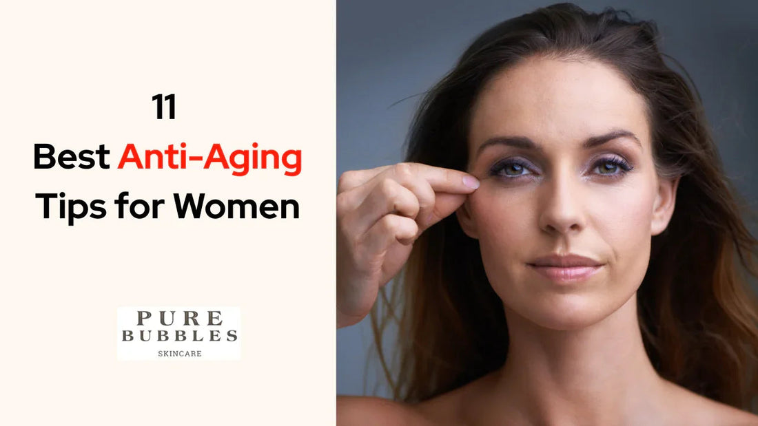 Woman applying anti-aging skincare with clean, radiant skin — Pure Bubbles Skincare