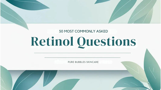 50 most commonly asked retinol questions for skincare, featuring plant-based leaf design