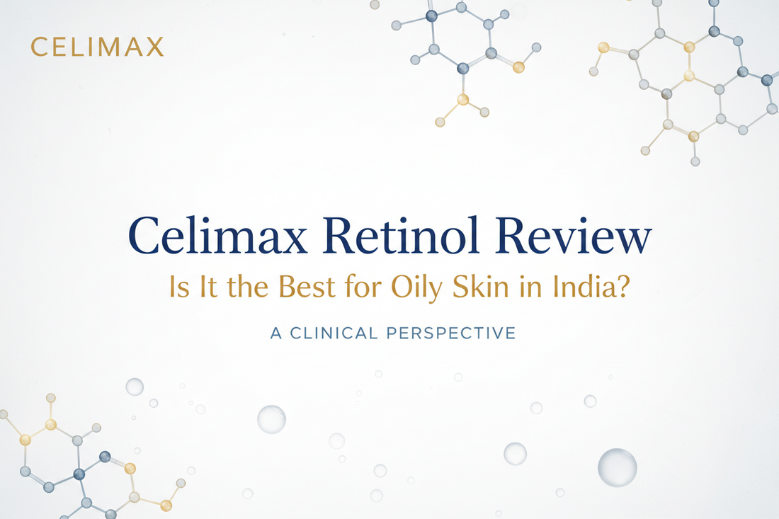 Celimax Retinol Review for oily skin, clinical perspective with molecular graphics and bubbles