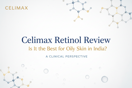 Celimax Retinol Review for oily skin, clinical perspective with molecular graphics and bubbles