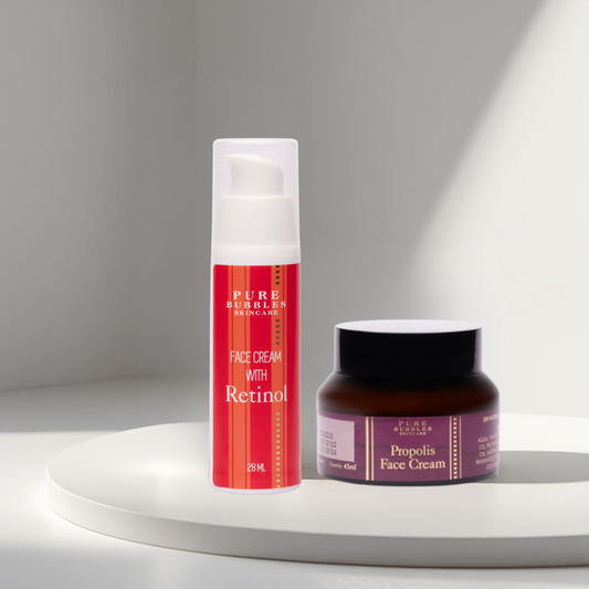Anti Aging Facial Kit Combo  – Retinol + Propolis Night Cream Duo - Pure Bubbles
