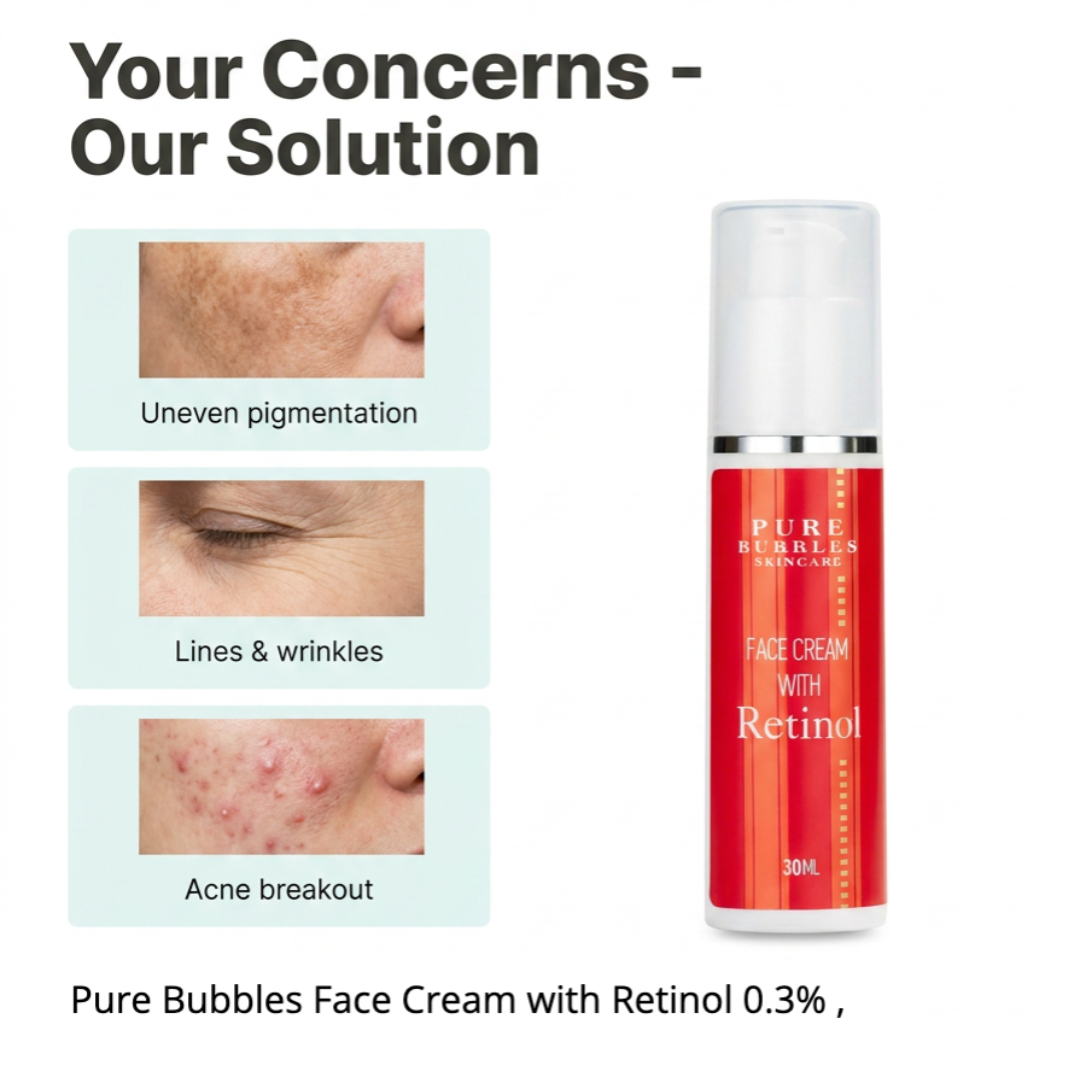 Retinol Face cream 0.3% for Anti ageing Melasma hyperpigmentation and collagen support 30ml