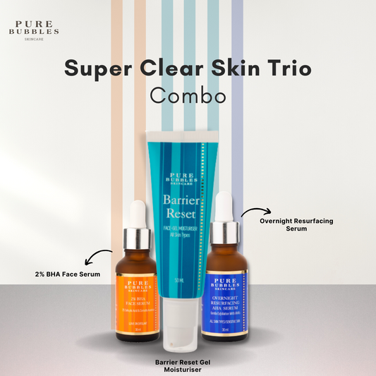 Super Clear Skin Trio - Combo ( 2% BHA Serum + Barrier Reset + Overnight Resurfacing Serum )
